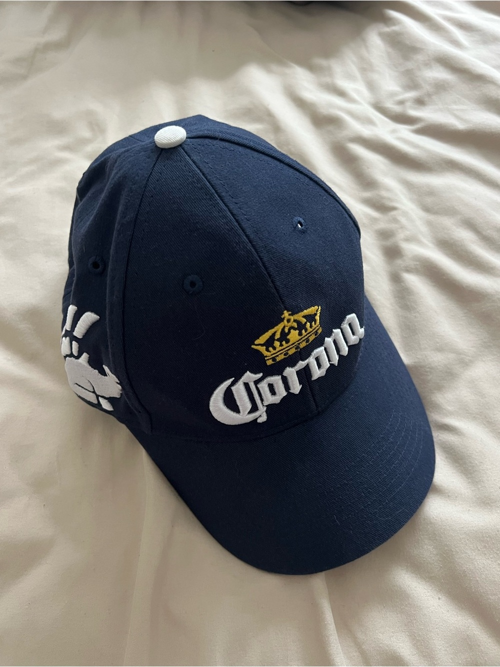 Corona Navy Cap with White Logo and Gold Crown
